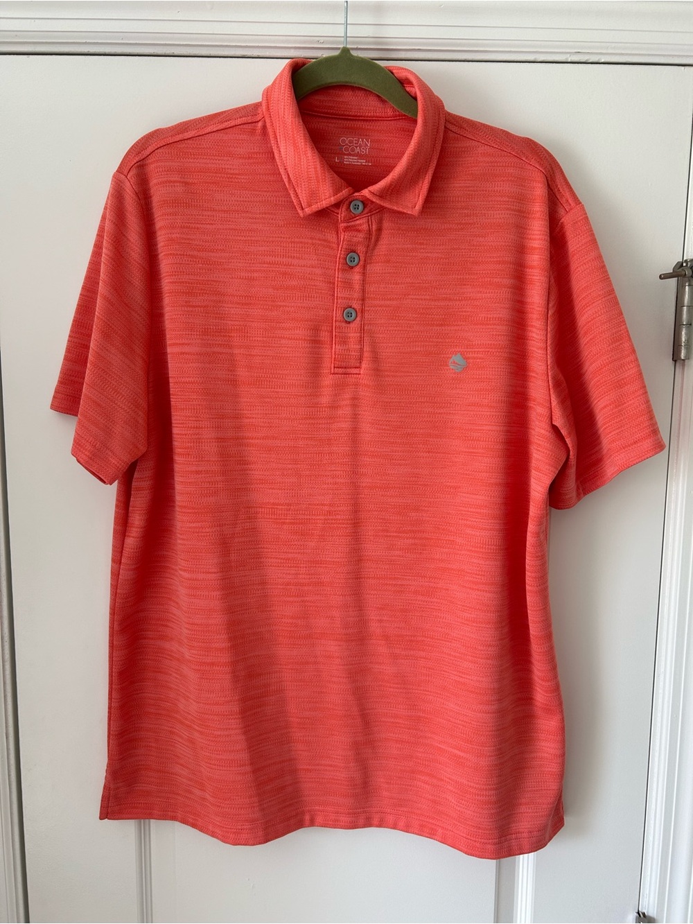 Ocean + Coast Coral Marled Blend Short Sleeve Performance Polo Shirt